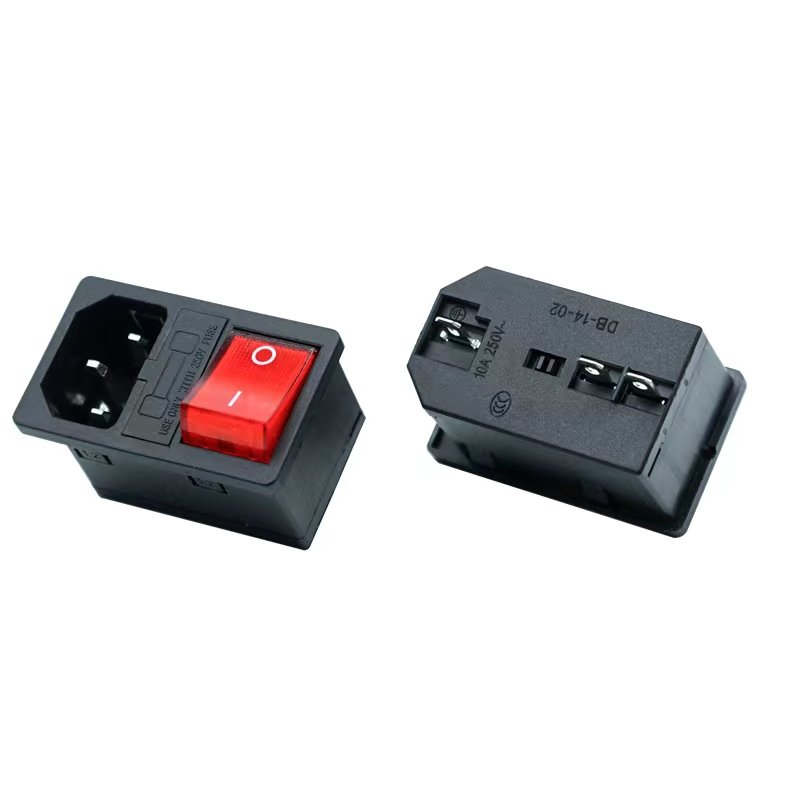 IEC Electrical Switch Connector Female Plug AC Power Inlet Medical Industrial Socket with Double Fuse for Auto Parts