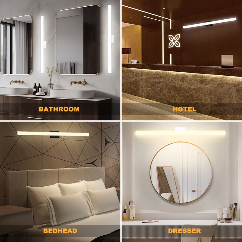 Modern Wall Mount Vanity Light Top Selling Aluminum Mirror Headlight Fixture Auto Color Rendering Washroom Decoration Lighting