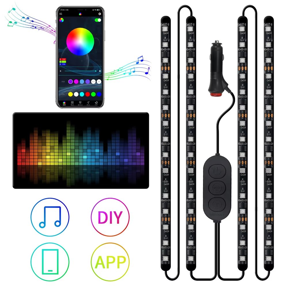 Good Quality Luxury VIP Interior Lights Symphony Atmosphere Car Ambient Light LED Digital Color Light for Car