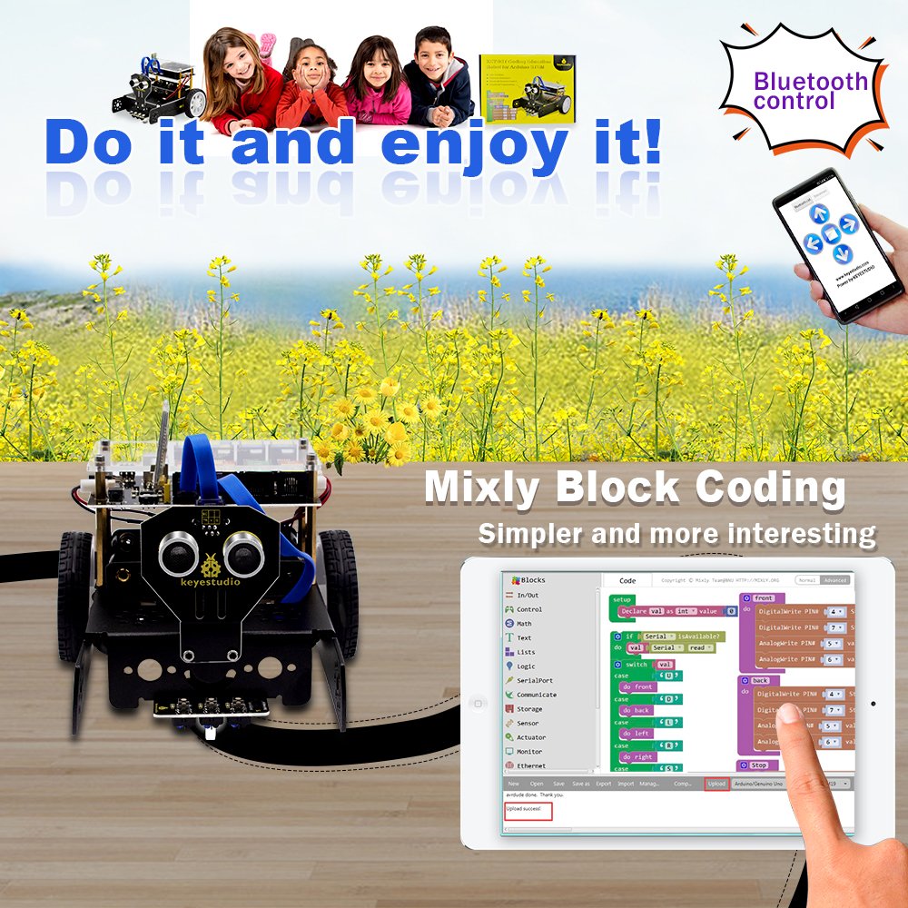Remote Bluetooth-Compatible Control Robotics Car Educational Stem Toys Electronic Kit Diy for Arduino Robot Kits