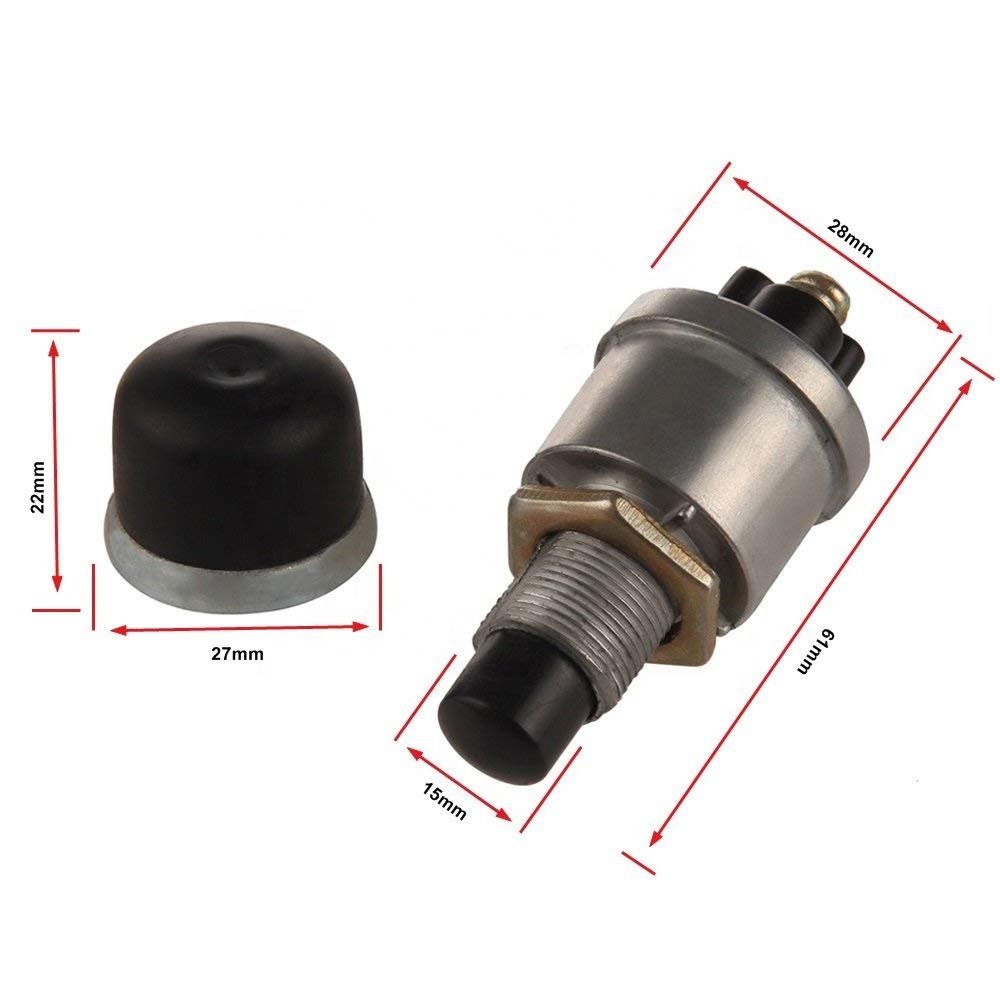 12V 10A Horn Push Button Ignition Starter Switch With Weatherproof Rubber Cover 2 Terminals for Car Boat Track JK260