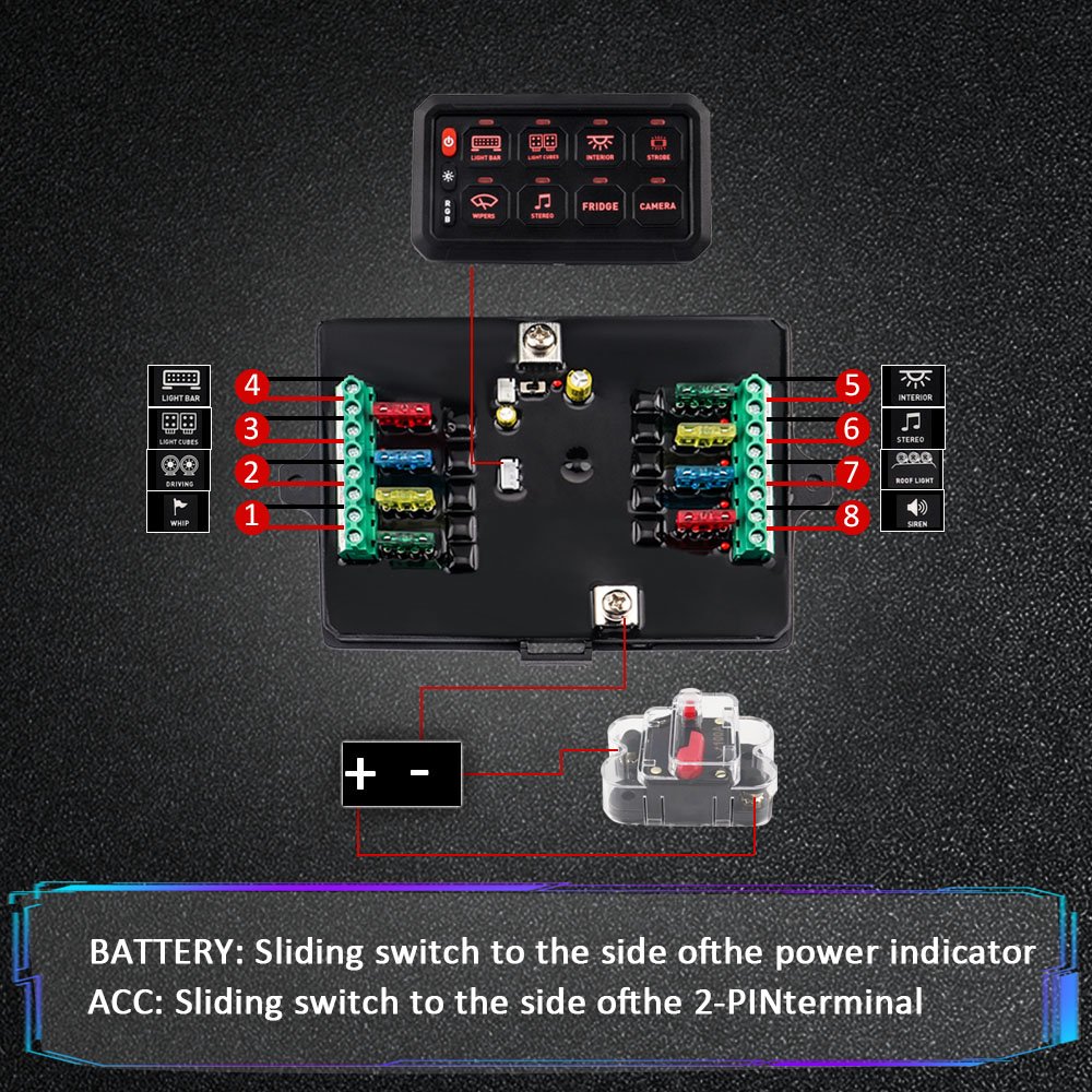 Tuosheng RGB 8 Gang Auto Switch Panel Through the Circuit Control System Relay System
