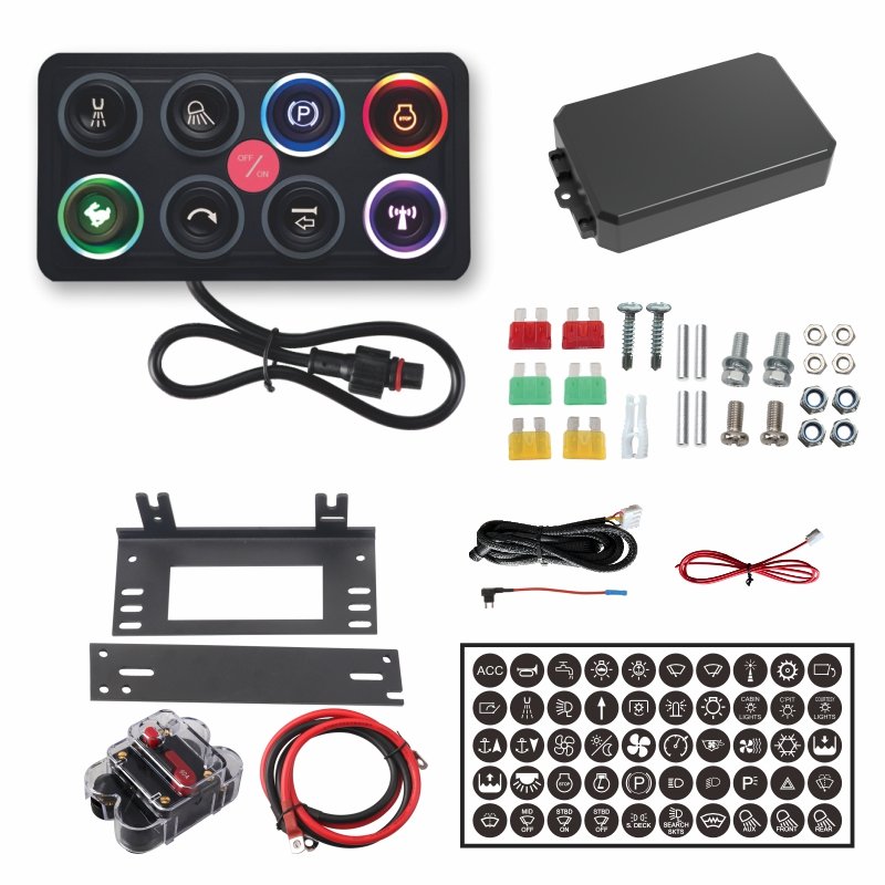 8 Gang 12V 7 Color Backlight Smart Control Panel LED Display ABS Material Solenoid Combination Switch Manufacturing