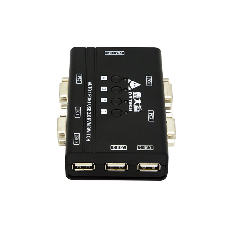 Shenzhen Factory 4-Port USB VGA KVM Monitor Switch with USB KVM Cable in Stock and Ready for Delivery!