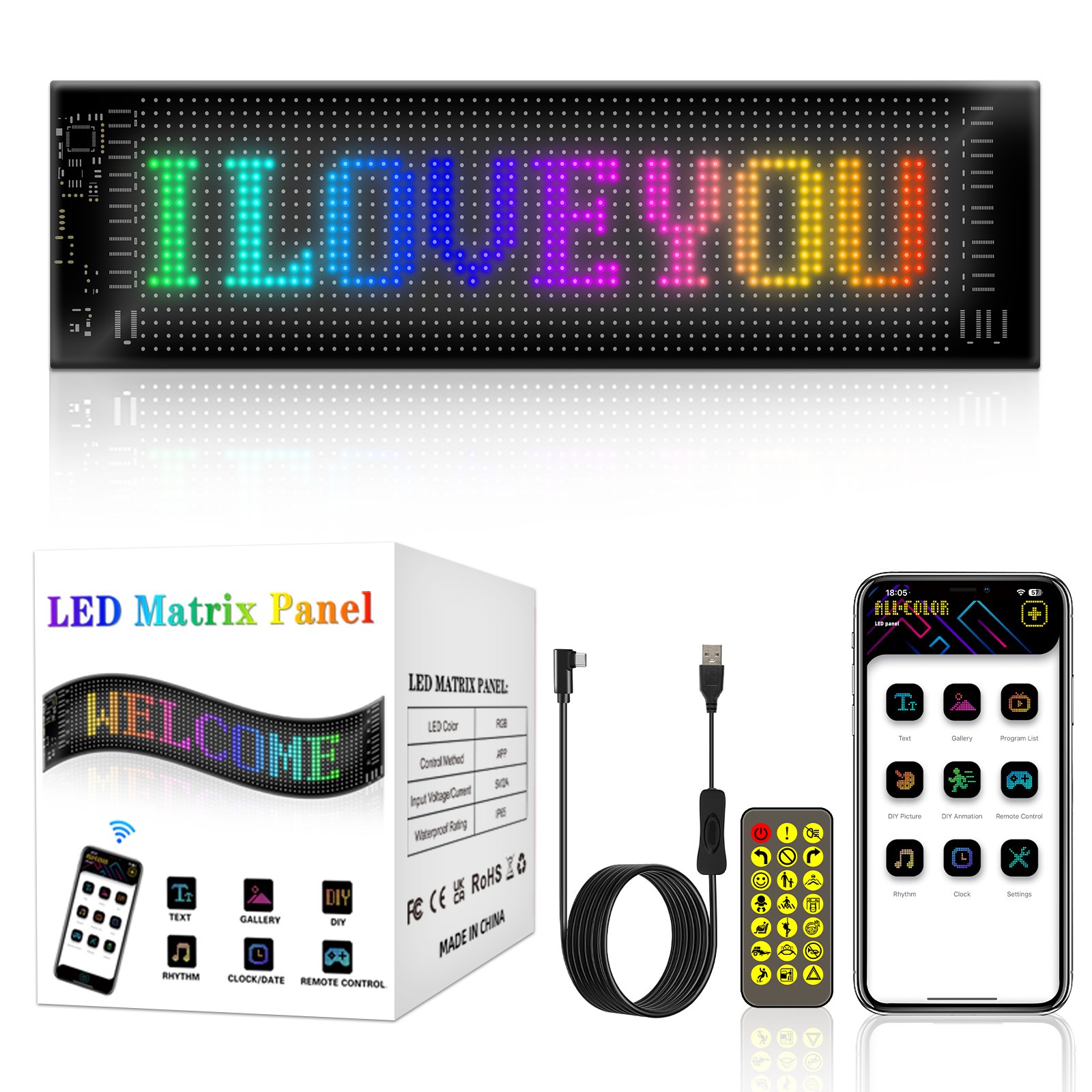 LED Display Screen LED Devil's Eye Flexible Screen APP Bluetooth Car Screen Windshield for Truck