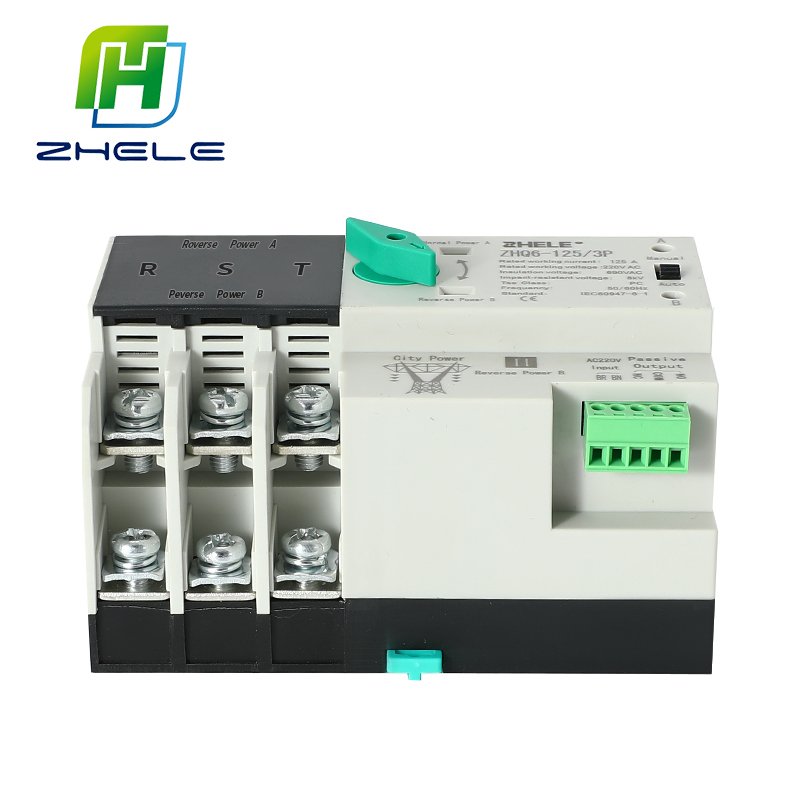 ZHELE ZHQ6-125 Changeover ATS Single Phase 2P 3P 4P 63A 125A AC 220V 63Amp Dual Power Automatic Transfer Switch PC Level