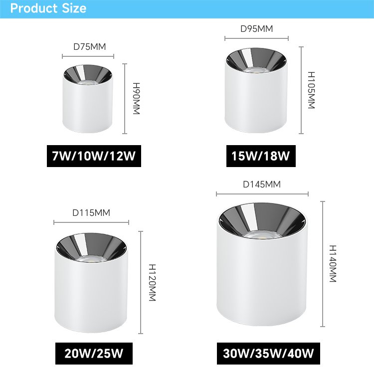 Flicker Free Quality Adjustable Reflector LED Down Light Degree Downlights 12W Led Surface Mounted Downlight