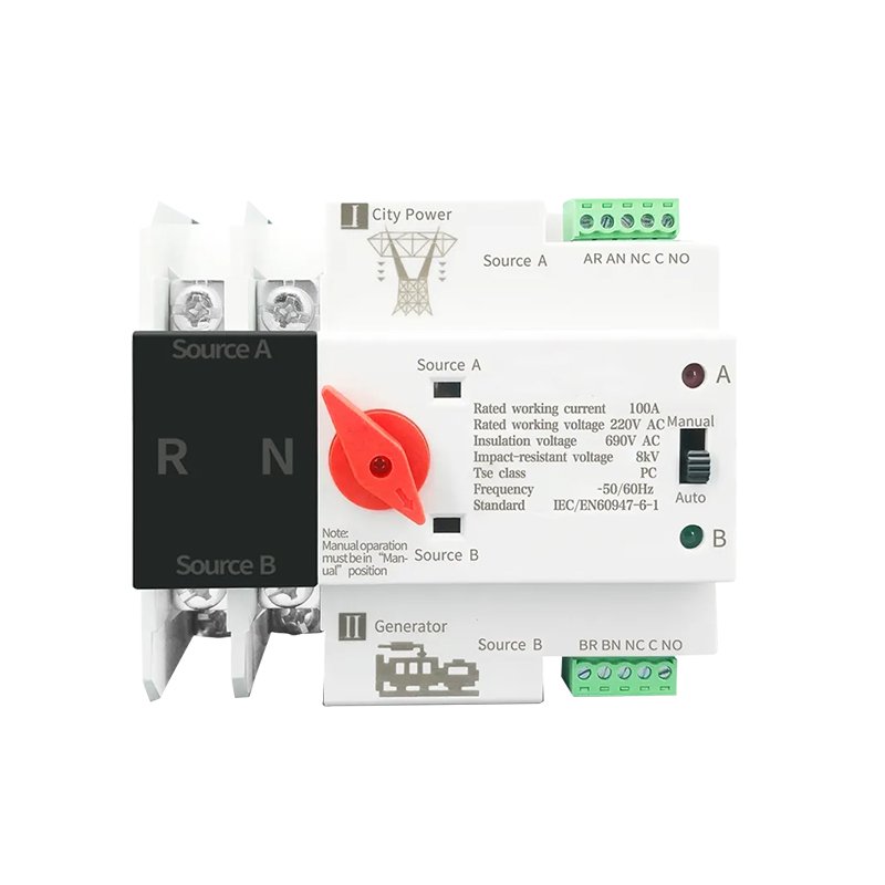 ATS 2P 63A 220V Circuit Breaker Dual Power Automatic Transfer Switch Auto Transfer Switch