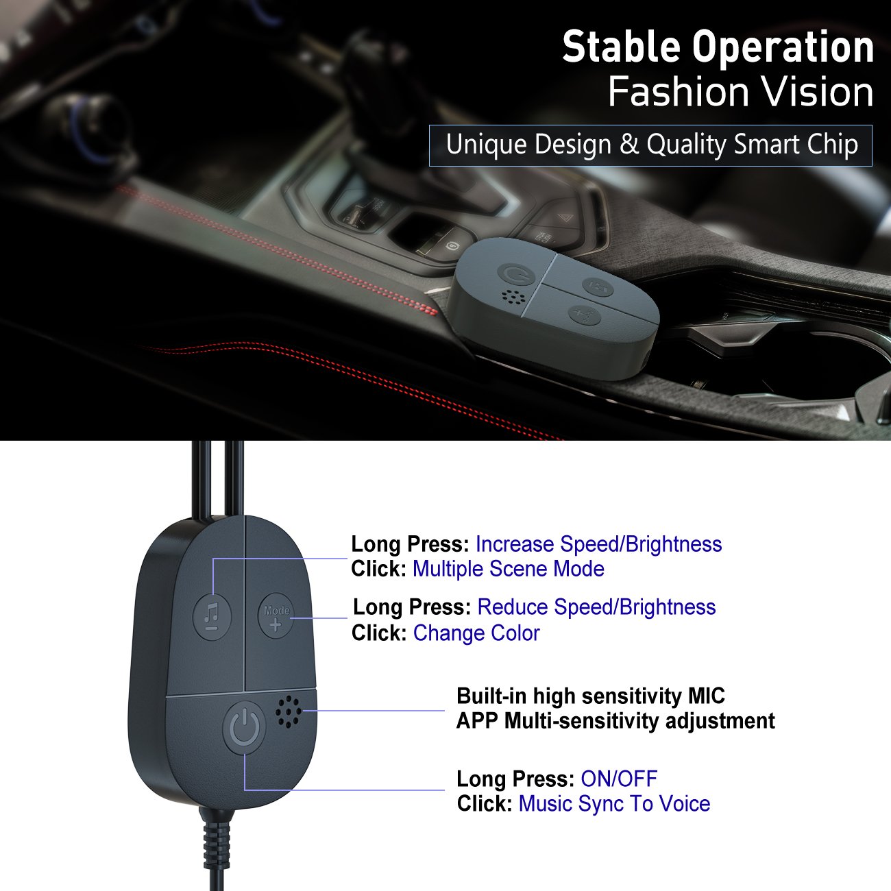 Factory Direct USB Charger Atmosphere Car Strip Lights DC5V With APP Wireless Control Ambient RGB Strip Lighting Kit in Car