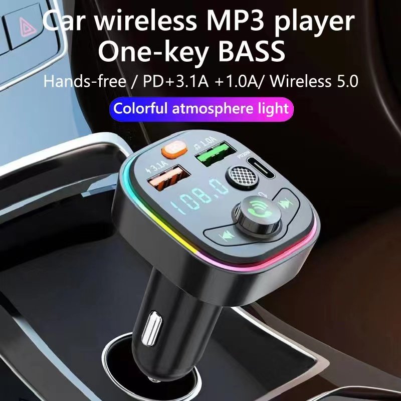 High Quality Q6 Car Charger Coloful Car Wireless MP3 Player Dual USB Hand-free Calling PD Smart Quick Charger