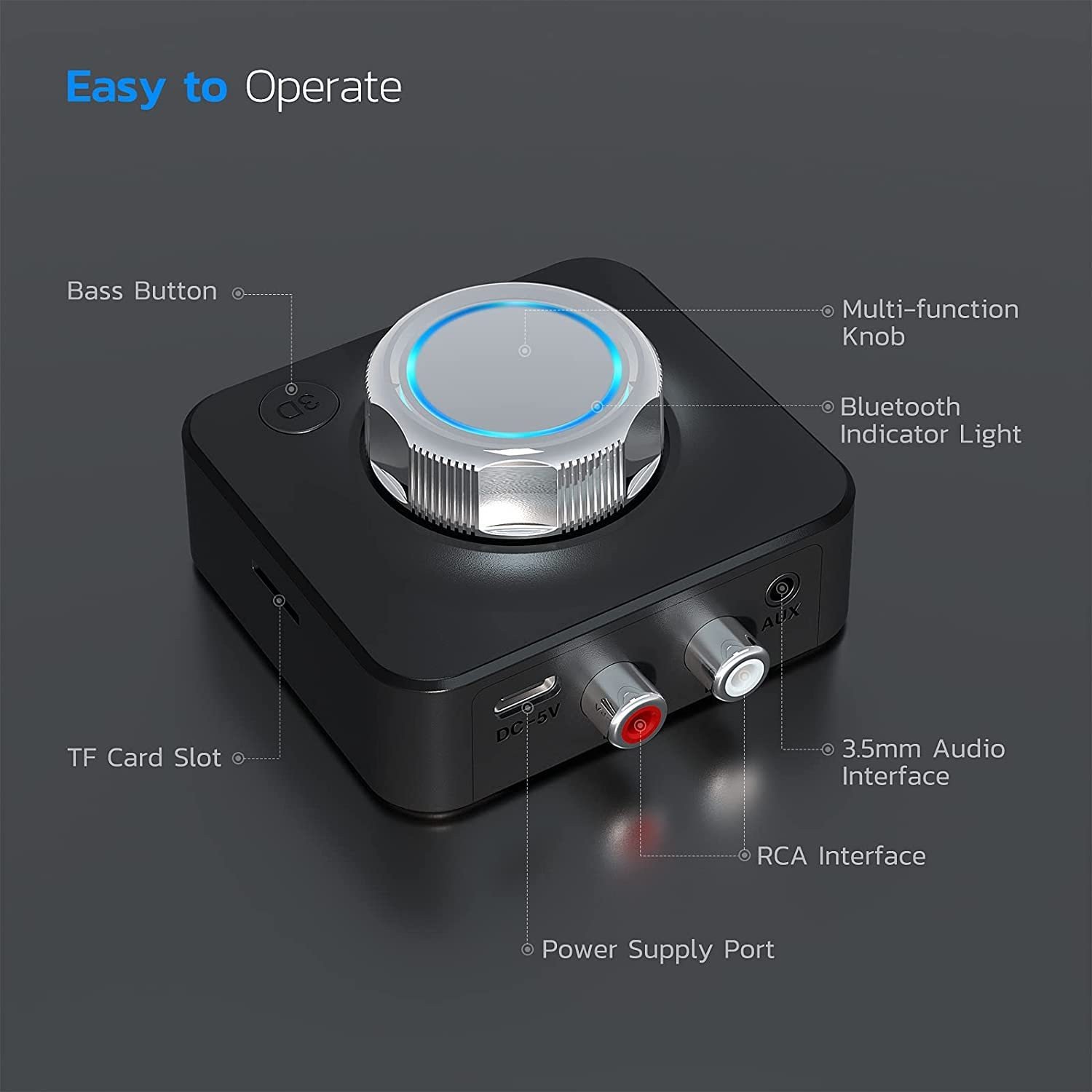 BT 5.0 Audio Receiver 3D Stereo Music Wireless Adapter TF Card RCA 3.5mm 3.5 AUX Jack Car Kit Wired Speaker Headphone
