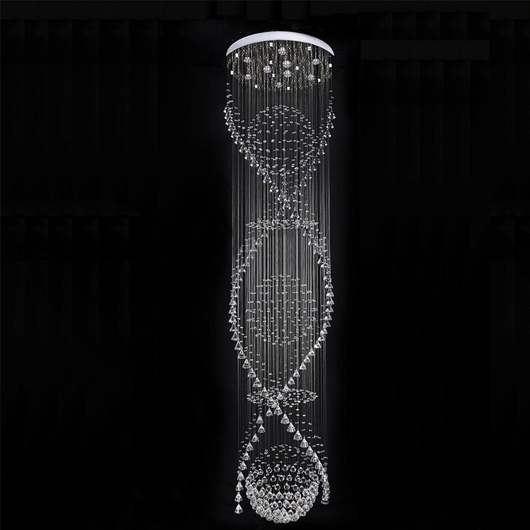 Modern Crystal Ceiling Lamp Devices Hotel Villa Double Spiral Crystal Chandelier Light