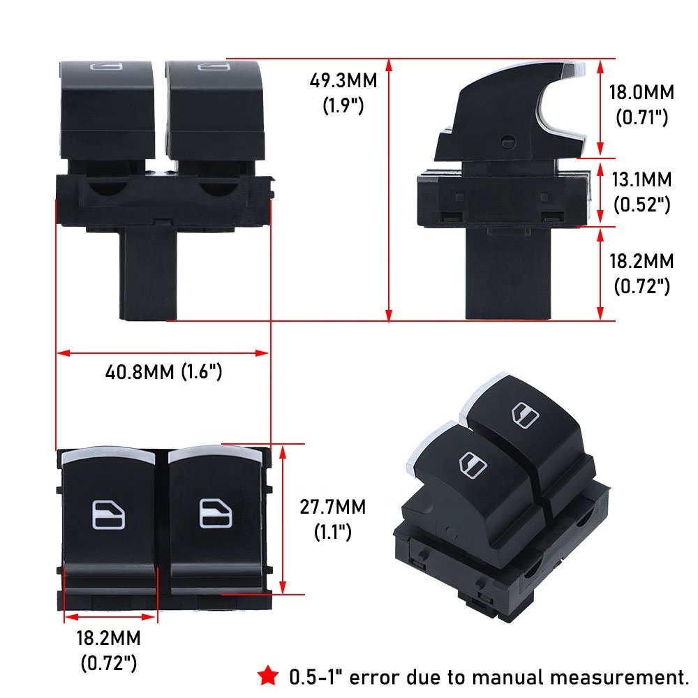 Window Control Switch Button Driver Side for VW Eos Golf MK5 MK6 GTI 2 Door Scirocco Tiguan Polo 5K3 959 857/5K3 959 857 a B