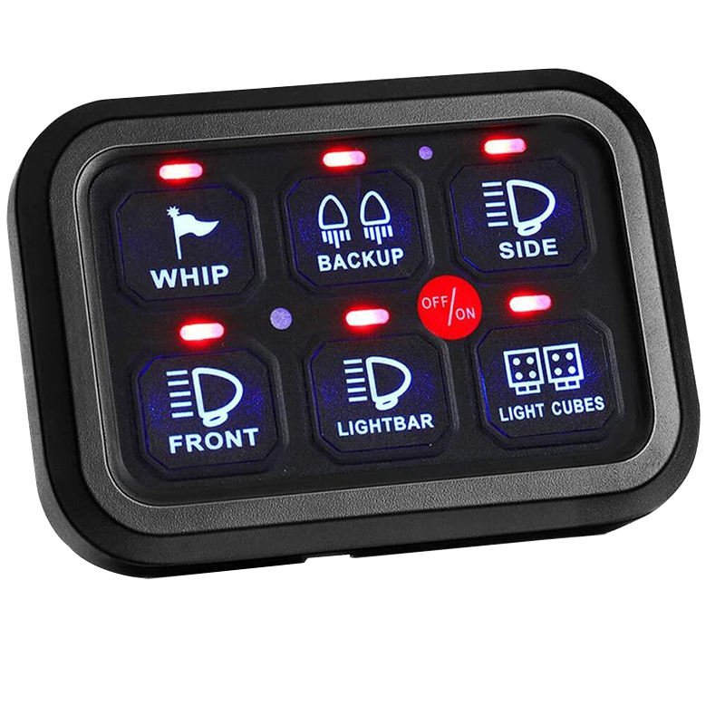 6 Gang RGB Switch Panel 4x4 Relay Control Box Automatic Dimmable LED 12V Touch Switch Panel for Race Car Truck RV Off Road