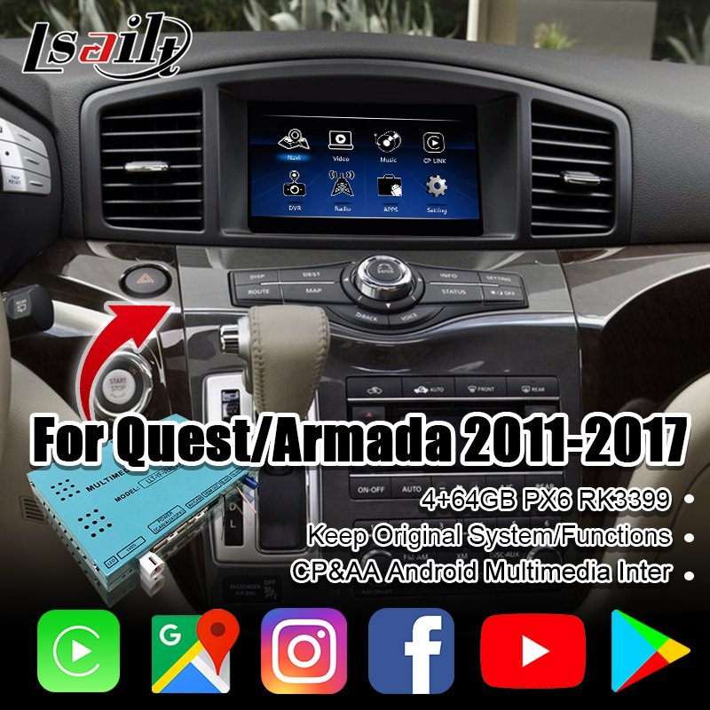 8G Wireless CarPlay Android Upgrade Kits for Nissan Quest Elgrand 2011-2018 Multimedia Video Interface by Lsailt