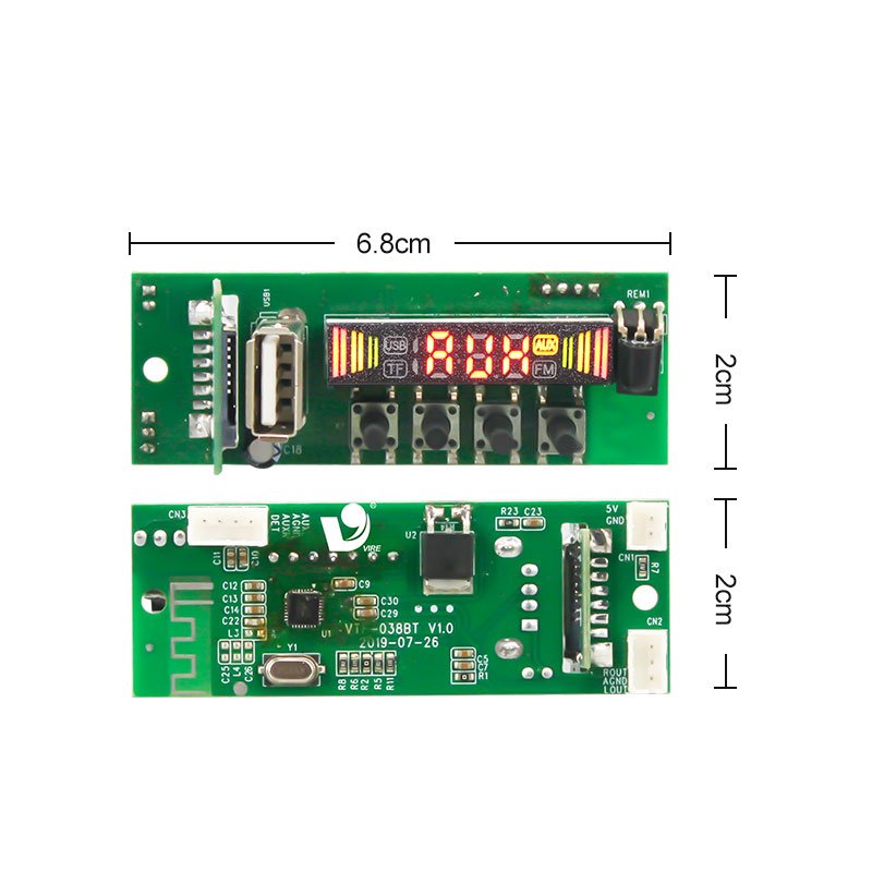 VIRE Bluetooth 5.1 MP3 Player Decoder Board FM Radio TF USB 3.5 mm AUX Module Music Receiver Car Kit Audio Board