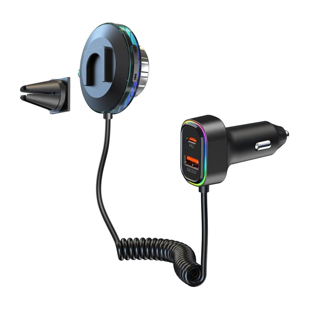PD30W+ QC18W Car Charger Fast Charging Hands-Free Amplifier New BC96 Bluetooth FM Transmitter Colorful Voice Control Stereo