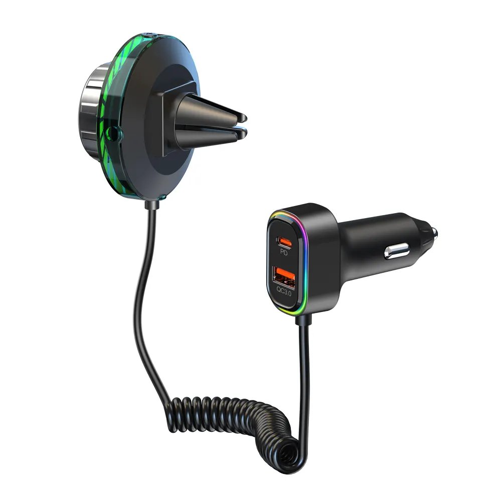 PD30W+ QC18W Car Charger Fast Charging Hands-Free Amplifier New BC96 Bluetooth FM Transmitter Colorful Voice Control Stereo