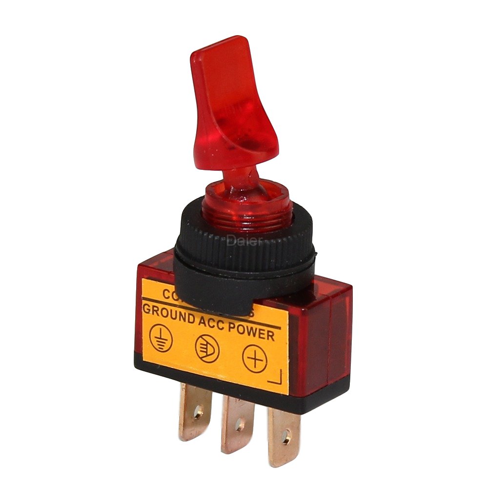 High Current 12V 20A Auto Toggle Switch Plastic/Metal ON-OFF Toggle Switch with Indicator and Solder Terminals for Marien Car