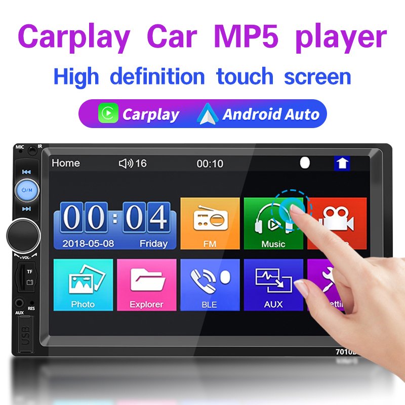7-Inch 2 Din For Android Auto Carplay Universal Car Radio Stereo Touch Screen Auto Audio Car Stereo MP5 BT USB FM Camera