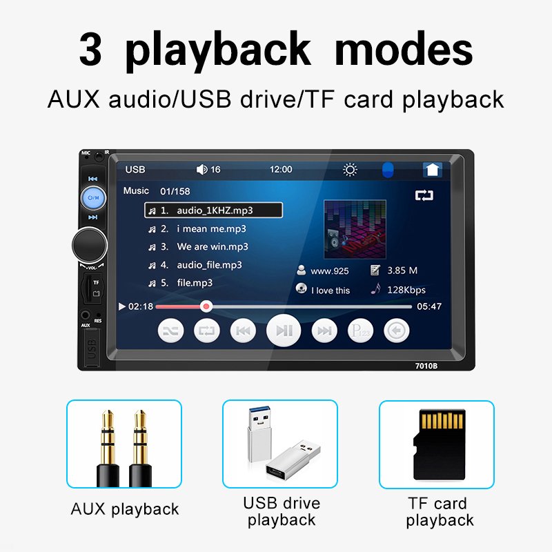 7-Inch 2 Din For Android Auto Carplay Universal Car Radio Stereo Touch Screen Auto Audio Car Stereo MP5 BT USB FM Camera