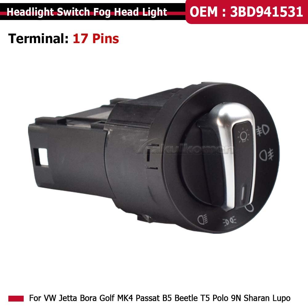 3BD941531 Chrome Switch for VW Golf MK4 Jetta 4 Bora Passat B5-New Fog Headlight Lamp Knob Button Window Control