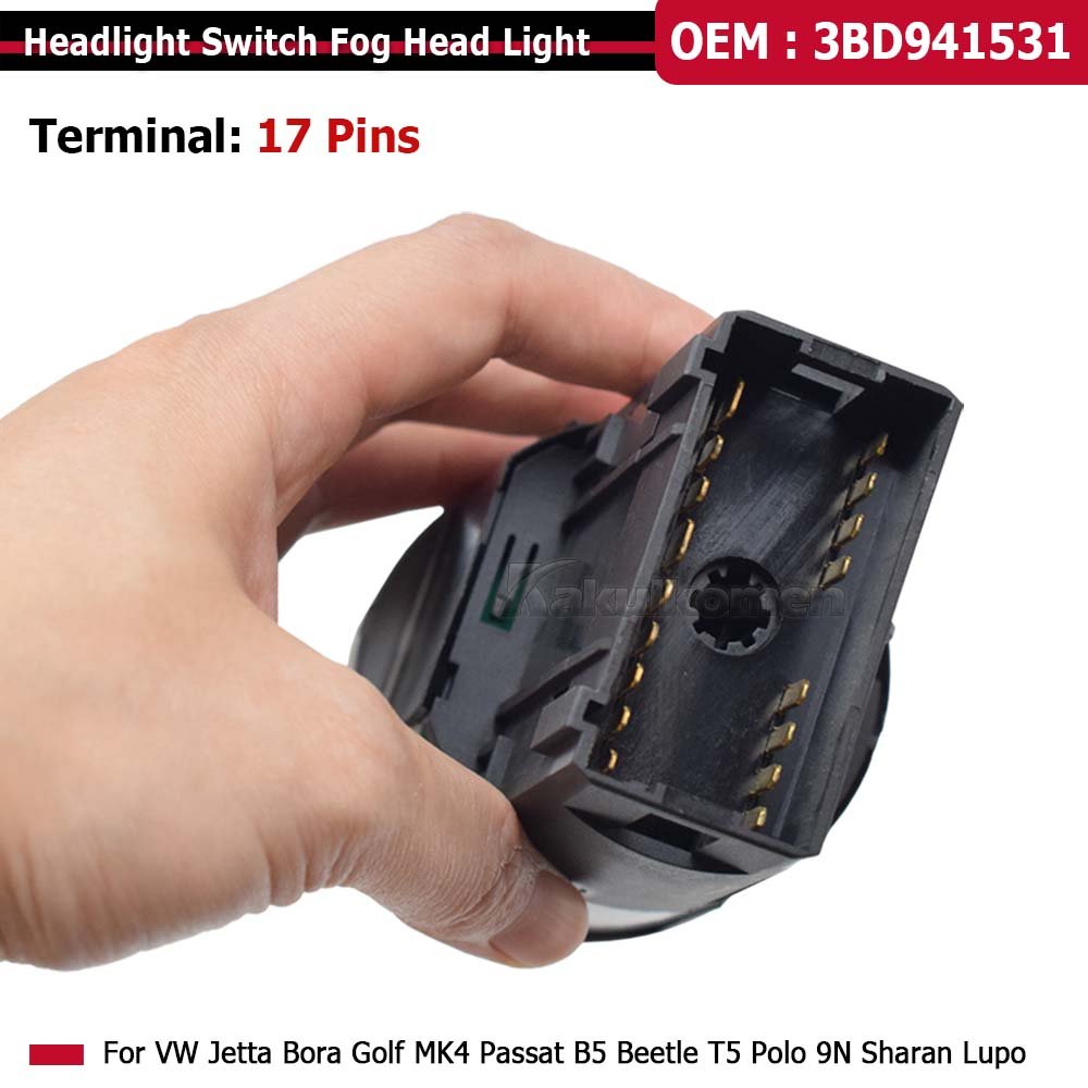 3BD941531 Chrome Switch for VW Golf MK4 Jetta 4 Bora Passat B5-New Fog Headlight Lamp Knob Button Window Control
