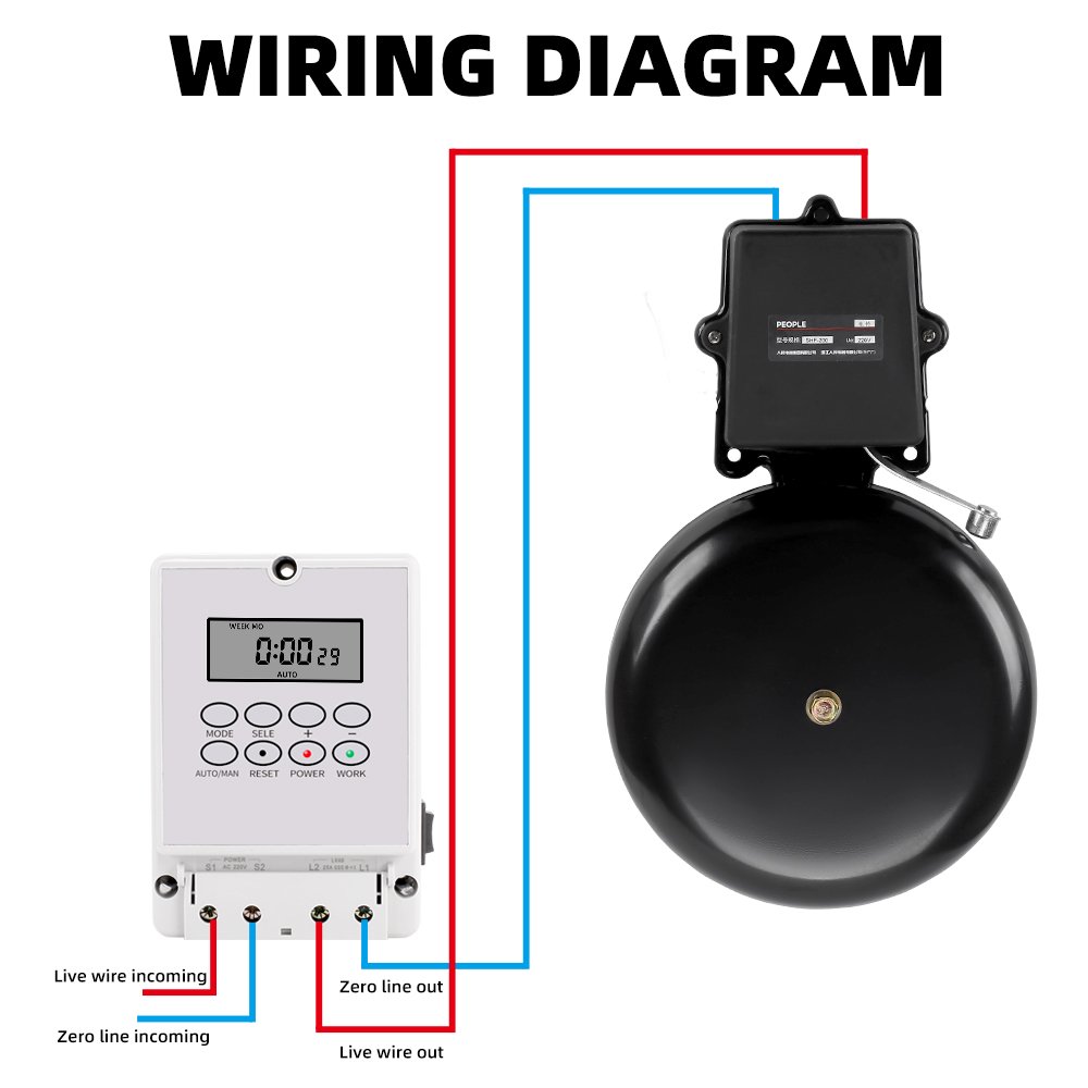 Auto Bell Ring Timer Controller School Bell 220V ZYT08 with Ring Bell ,80 Times One Day,10 Inch ,12 Inch