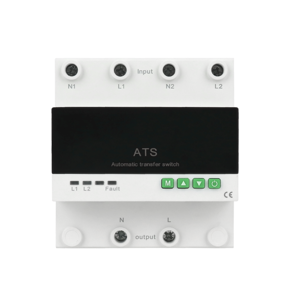 QJC New Adjustable Two Routes Power 63a 220v 230V Din Rail ATS for PV and Alternator Dual Power Solar Auto Transfer Switch Ats