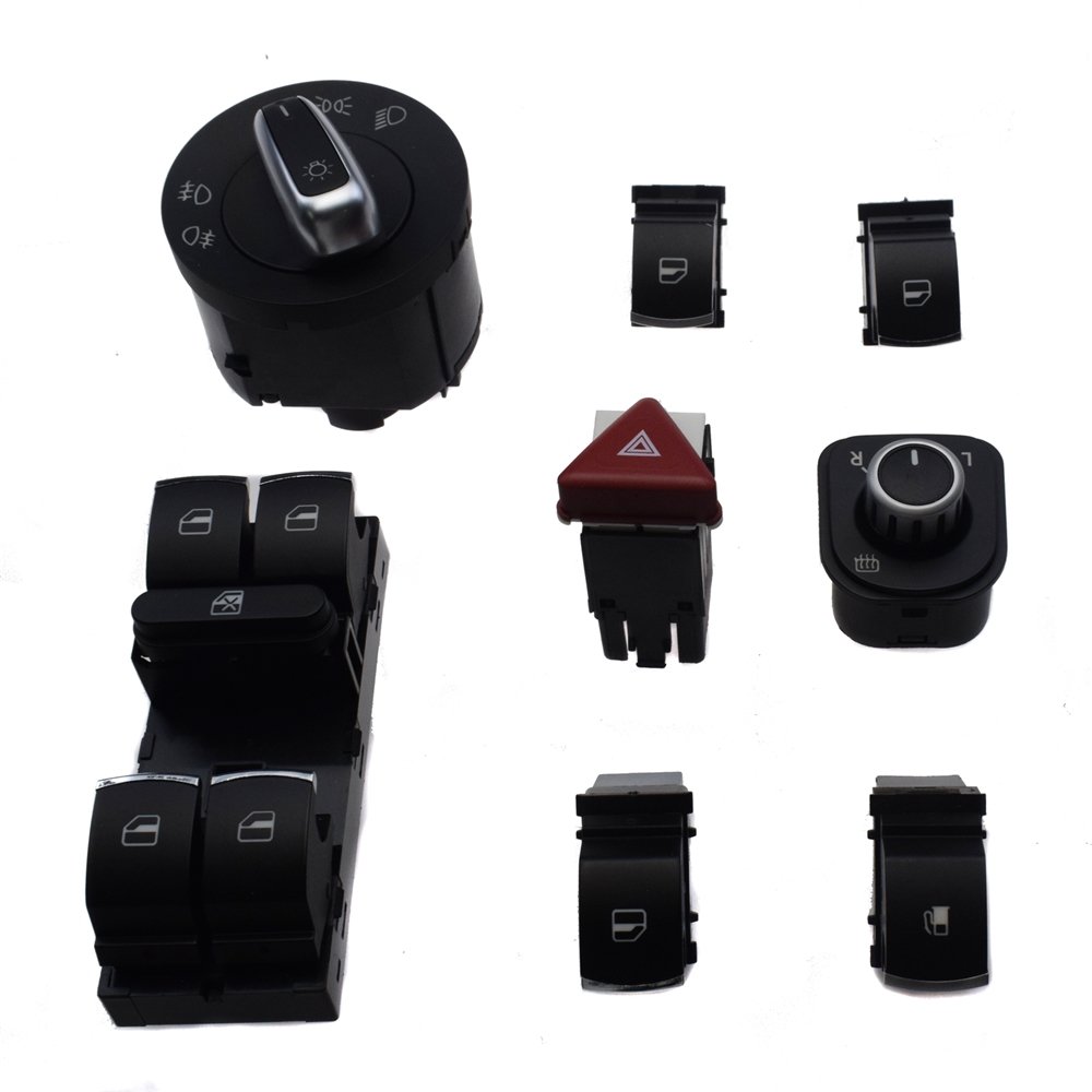 Car Parts 8Pcs OE Chrome Headlight Window Warning Switch for VW Jetta Golf Gti MK5 Rabbit