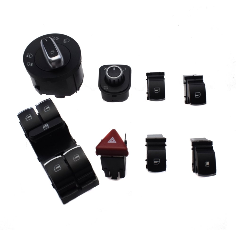 Car Parts 8Pcs OE Chrome Headlight Window Warning Switch for VW Jetta Golf Gti MK5 Rabbit