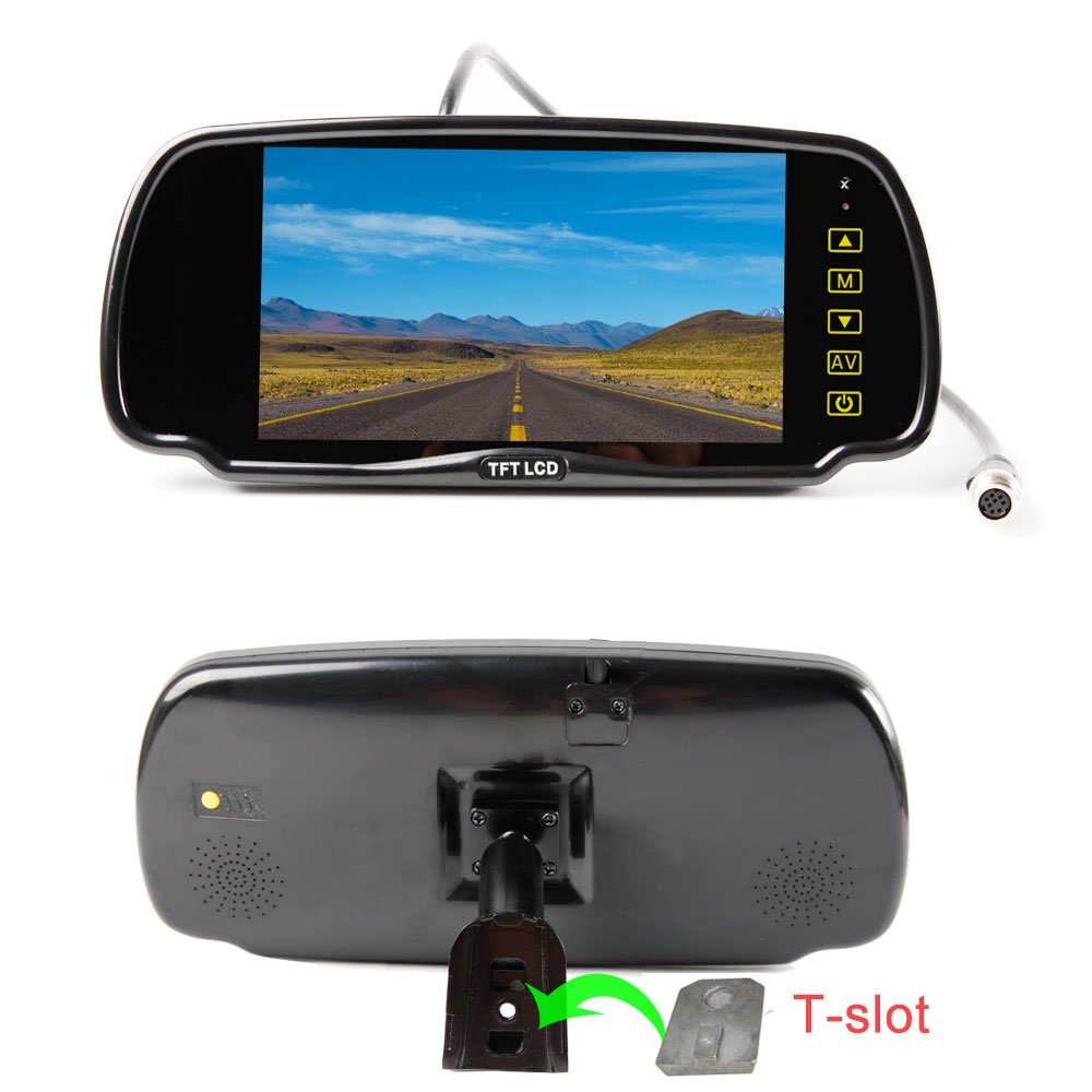 Wired Car Backup Camera Rear View System Night Vision 7" LCD Monitor Kit Mirror Dashcam with bluetooth