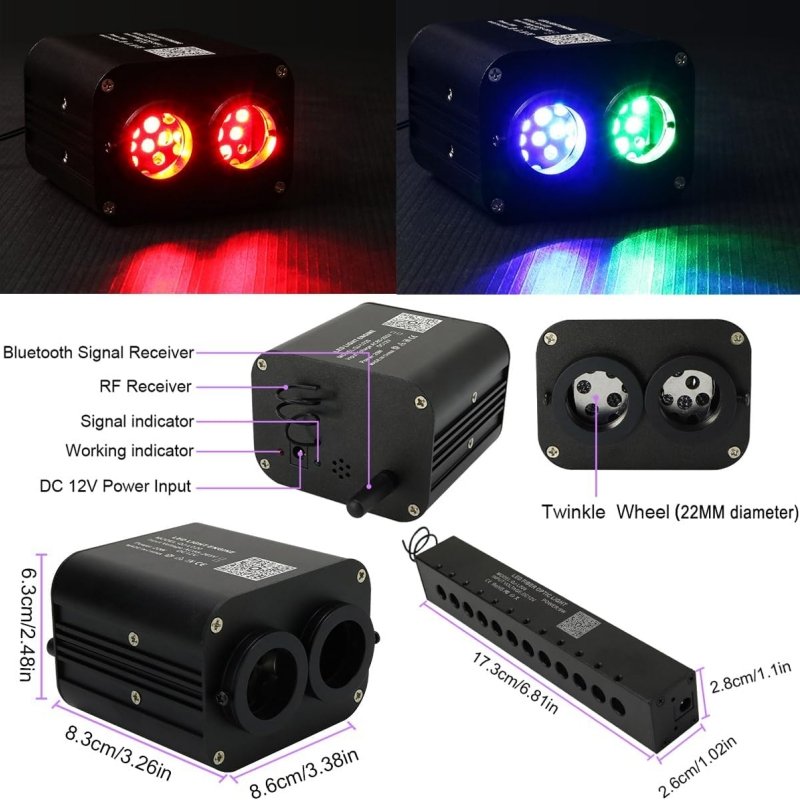 20W Dual Port Meteor RGBW LED Fiber Optic Star Ceiling Light Starlight Headliner Kit for Car / Home Theater