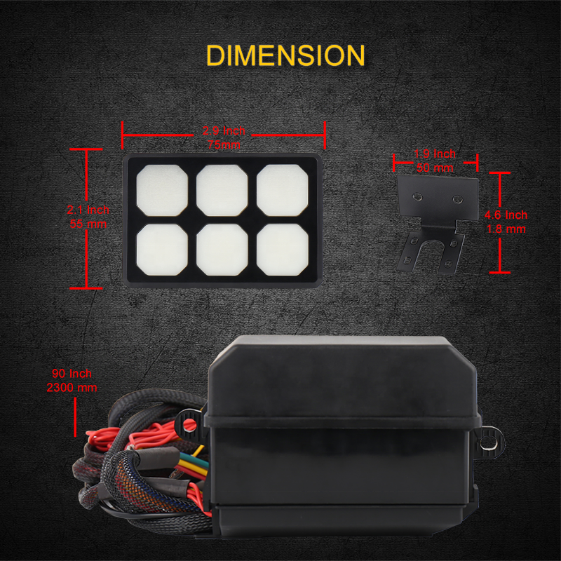 OVOVS Marine 5mm Membrane Waterproof Button 12v 6 Gang Switch Panel With Control Panel Box
