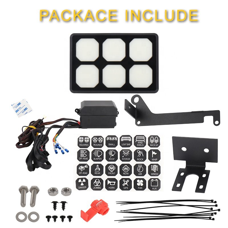 OVOVS Marine 5mm Membrane Waterproof Button 12v 6 Gang Switch Panel With Control Panel Box
