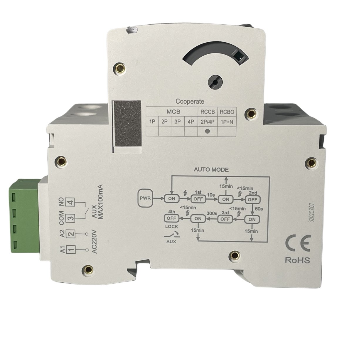 Self Reclosing Differential Switch 2P 4P 25A 40A 63A 30mA 300mA Auto Recloser Circuit Breaker ELCB RCD RCCB with Reclosing