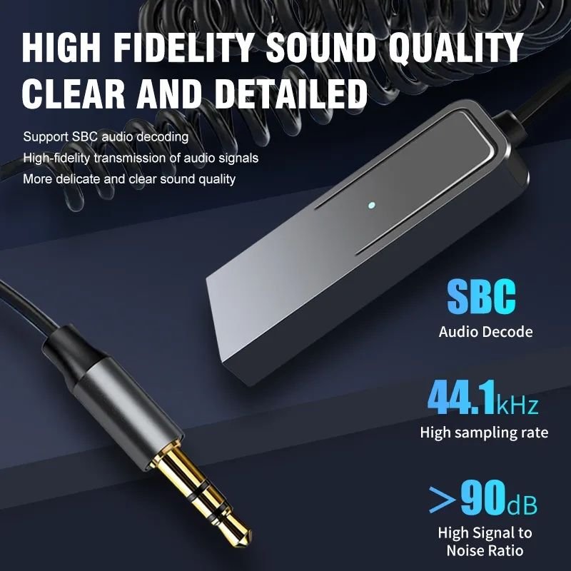 Bluetooth Receiver Car Kit 5.2 Wireless USB Dongle to 3.5mm Jack AUX Audio Music Adapter Mic Handsfree for Car