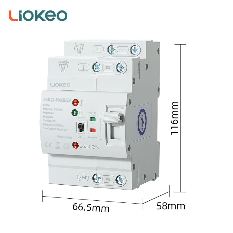 Manufacture 220V 2P Dual Power Ats Automatic Generator Transfer Switch 80A 2P with Timer for Industrial Control