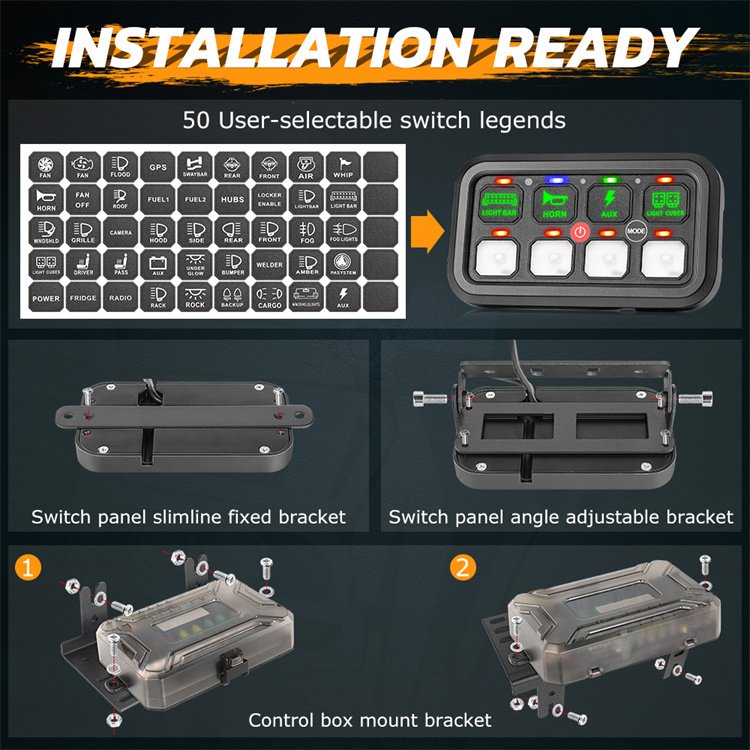 Nova 8 Gang LED Touch Control Box Automatic Dimmable Electronic Relay System Switch Panel for Cars and Boats Accessories