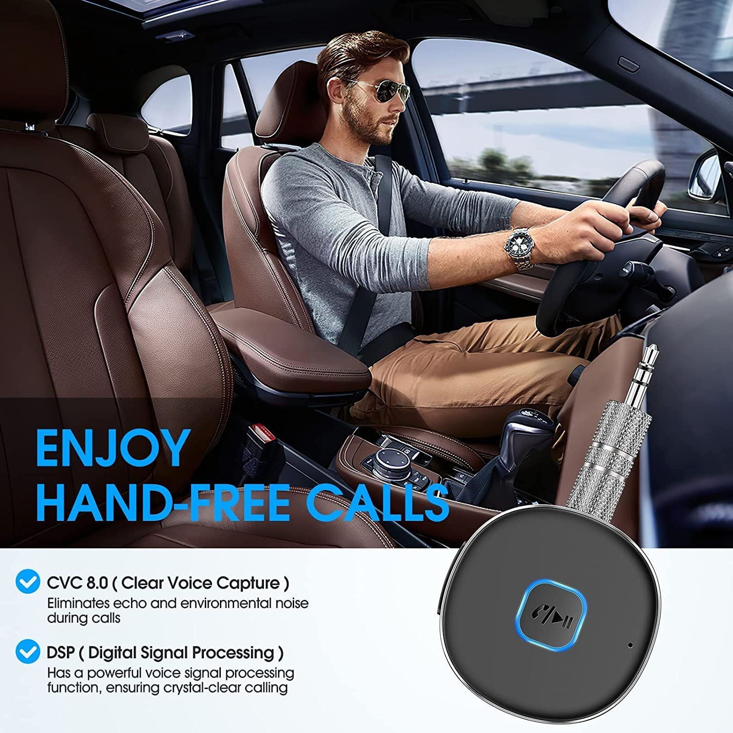New Design JL-J33 Universal Bluetooth Receiver 3.5mm AUX Wireless Audio Receiver Built-in Mic Bt 5.0 Adapter Handsfree Car Kits