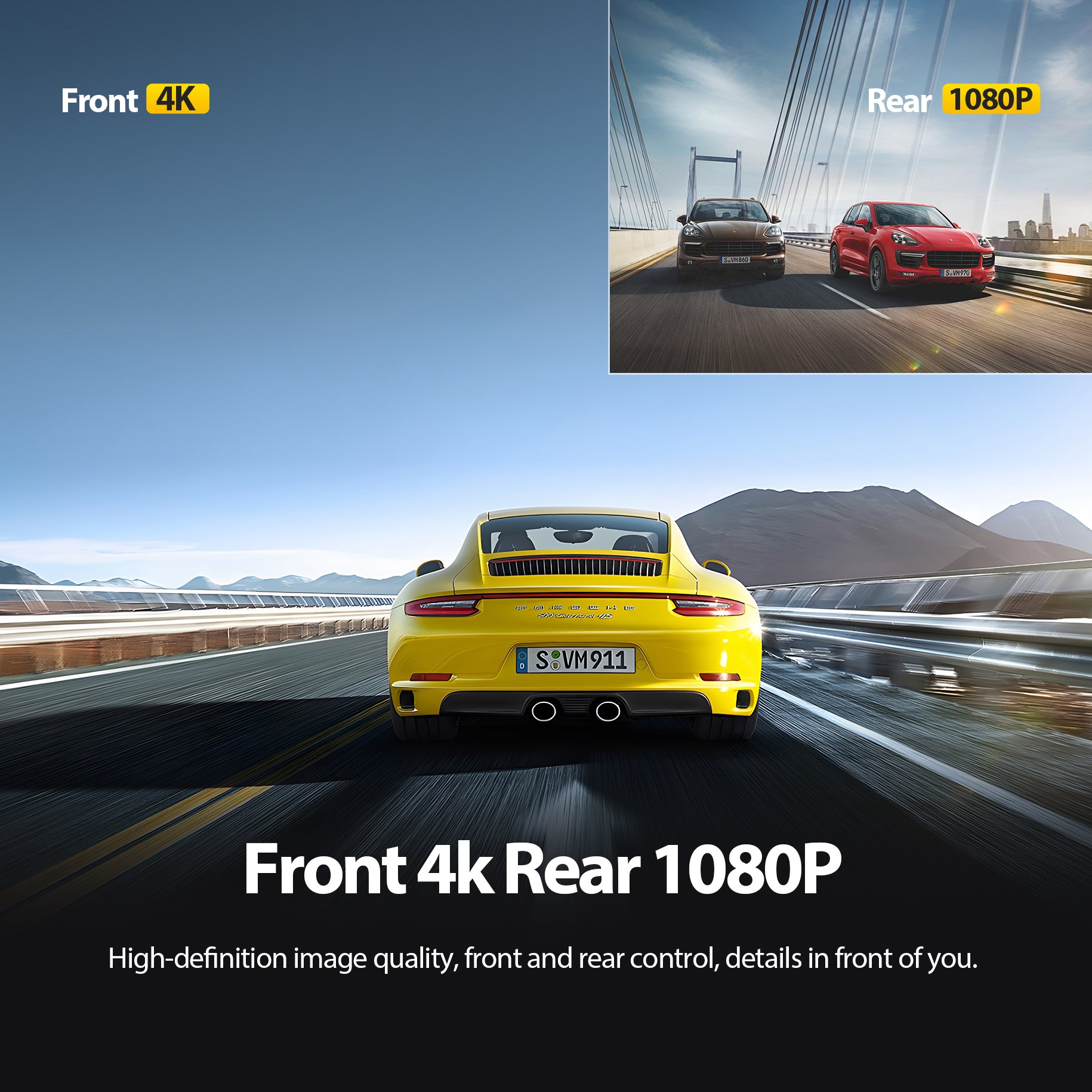 360 Degree Car Camera 4K Front 1080P Android System ADAS RBD Lightless Full Color Night Vision Rearview Mirror Camera
