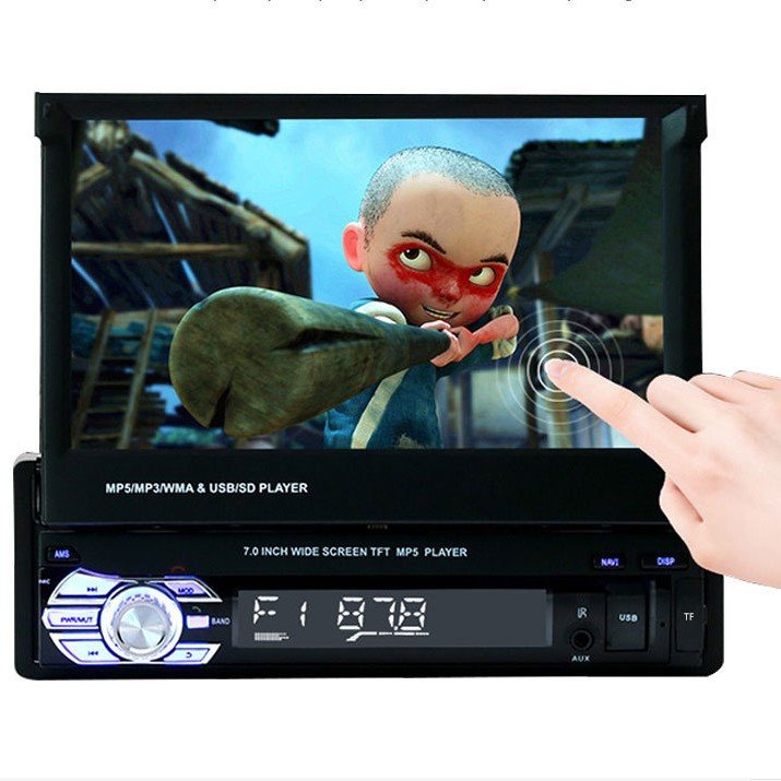 High-definition Single Din in Dash 7inch Touch Screen Car DVD Multimedia Player Support BT,USB,SD,AM,FM Radio,aux,MP5