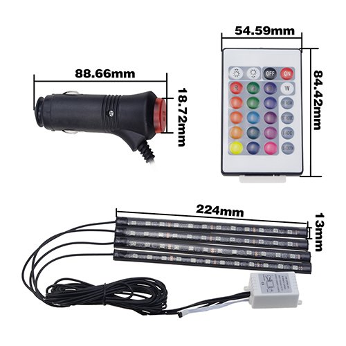 36LED Car Charger Car LED Strip Light Kit Music Interior Atmosphere Car Light Decor