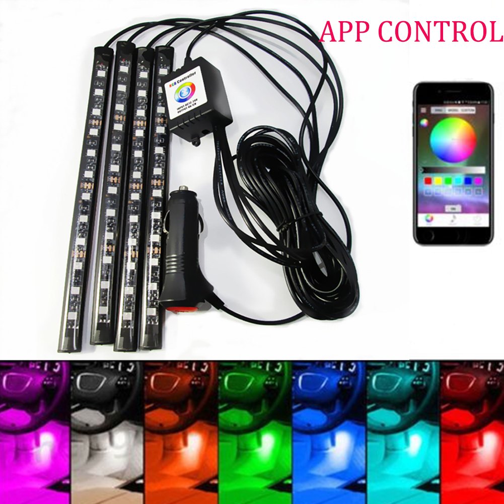 36LED Car Charger Car LED Strip Light Kit Music Interior Atmosphere Car Light Decor