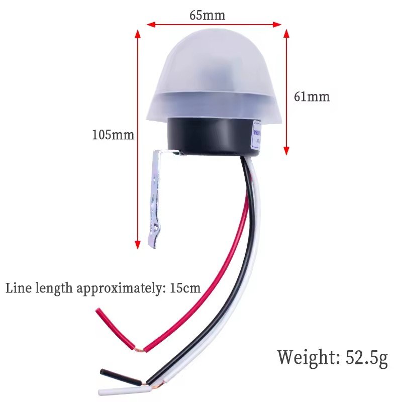 AS-20 Light Control Switch AC 110V 220V DC12-24V Waterproof Sensitive Auto Photo Switch On/Off Photocell Street LED Light Switch