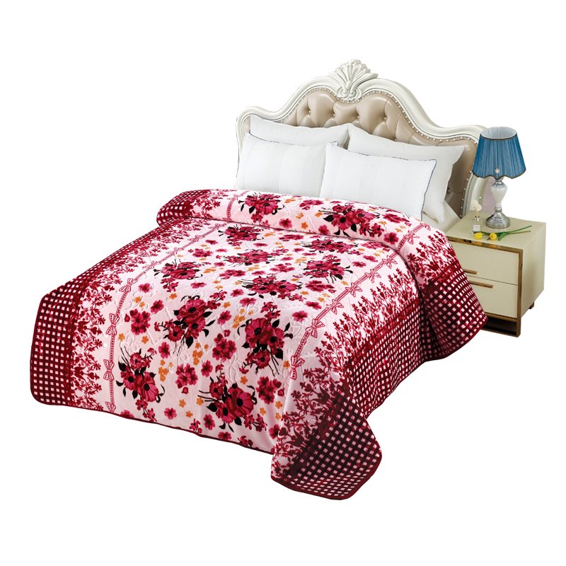 Super Soft Floral Printed Design Quilt 2ply Embossed Mink Plush Sets Cloudy Acrylic Maasai Shuka Blanket Doll