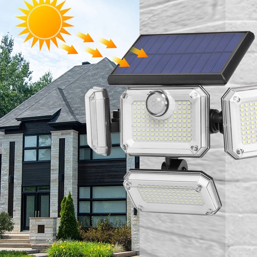 333LED Solar Lamp Outdoor Motion Sensor Human Induction Adjustable Head IP65 Waterproof Multipurpose Solar Power Wall Lights