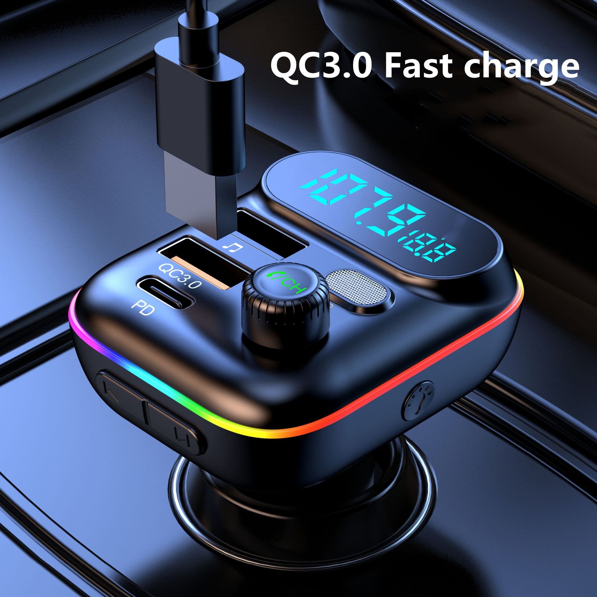 AGETUNR T70 2023 Wireless Radio Fm Transmitter Bluetooths V5.0 Car Charger 18W QC3.0 30W Type-C MP3 Player Bluetooth Car Kit