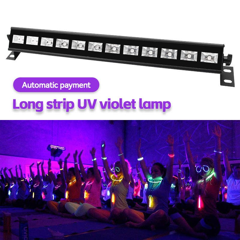 Upgraded 36W LED Black Light Bar Premium Flood Light Plug Switch 5ft Cord 21x21ft Area Coverage Halloween Glow Stage Lighting