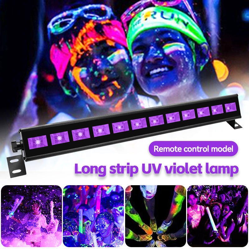 Upgraded 36W LED Black Light Bar Premium Flood Light Plug Switch 5ft Cord 21x21ft Area Coverage Halloween Glow Stage Lighting